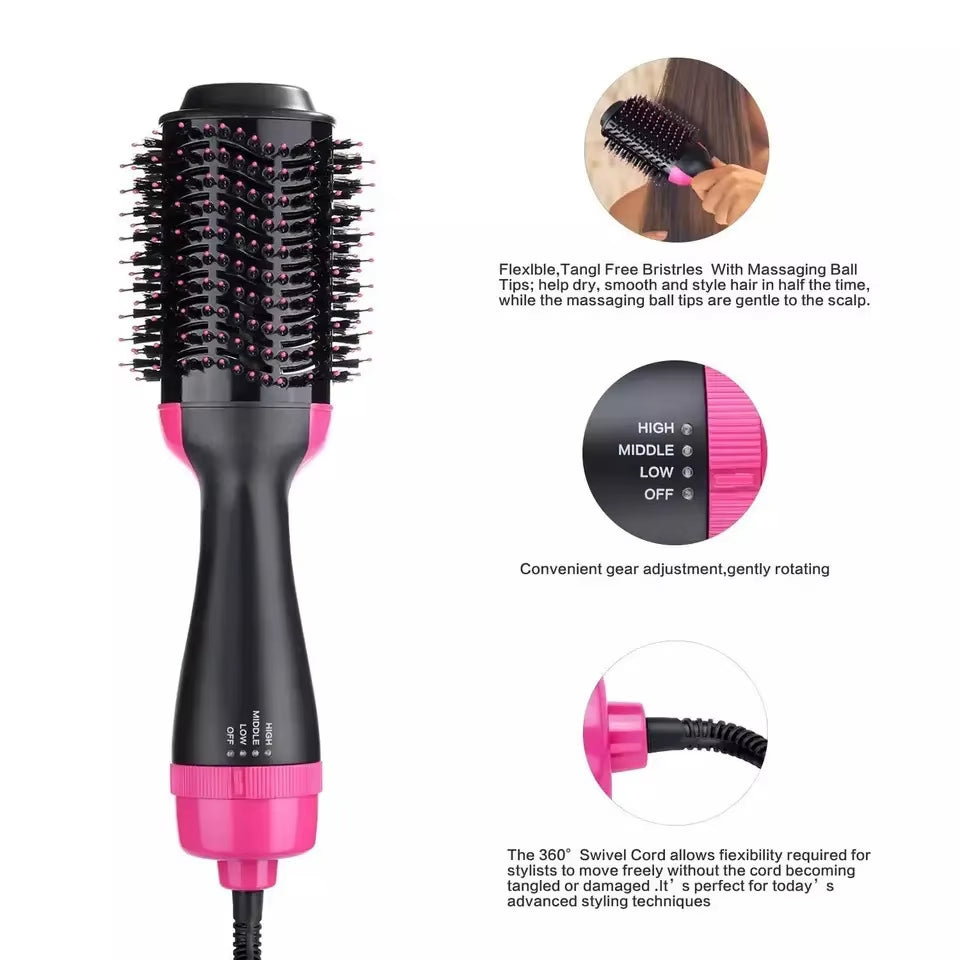 Hot Air Brush Multifunctional Hair Dryer Hair Straightener Curler Comb Replaceable Hair Salon Styler Curler Brush