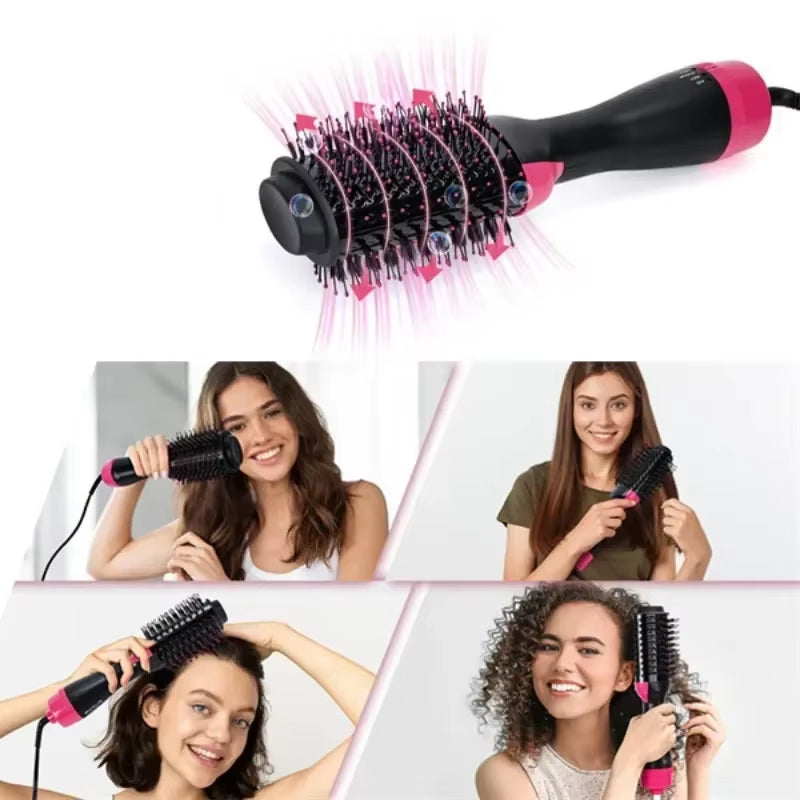 Hot Air Brush Multifunctional Hair Dryer Hair Straightener Curler Comb Replaceable Hair Salon Styler Curler Brush