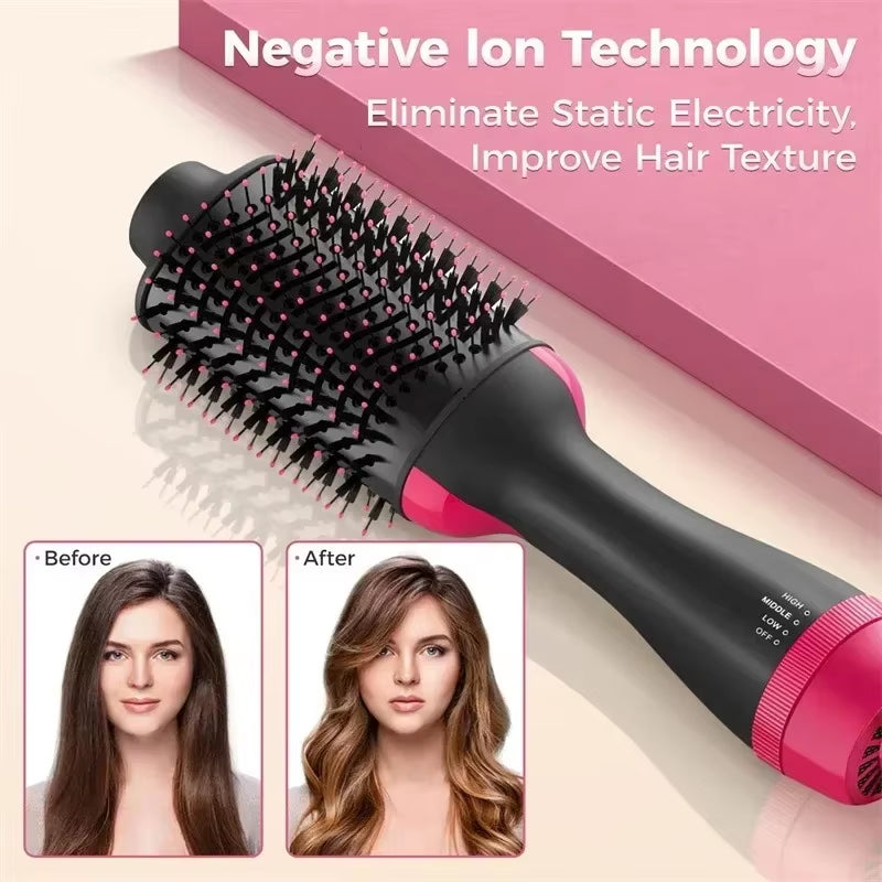 Hot Air Brush Multifunctional Hair Dryer Hair Straightener Curler Comb Replaceable Hair Salon Styler Curler Brush