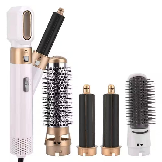 5-In-1 Curling Wand Hair Dryer Set Professional Hair Curling Iron for Multiple Hair Types and Styles, Gold