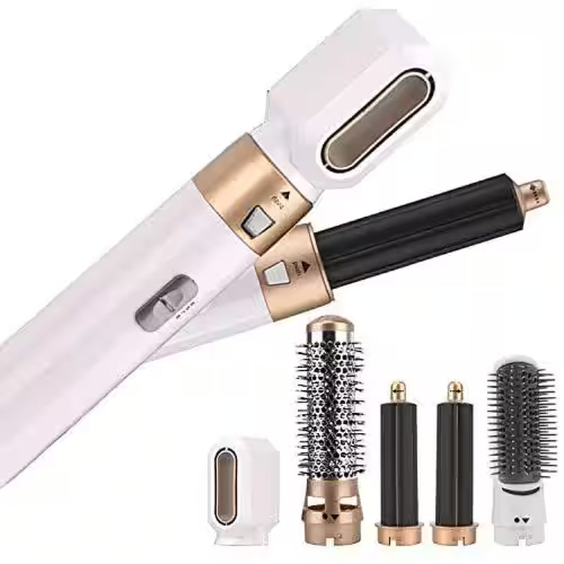 5-In-1 Curling Wand Hair Dryer Set Professional Hair Curling Iron for Multiple Hair Types and Styles, Gold