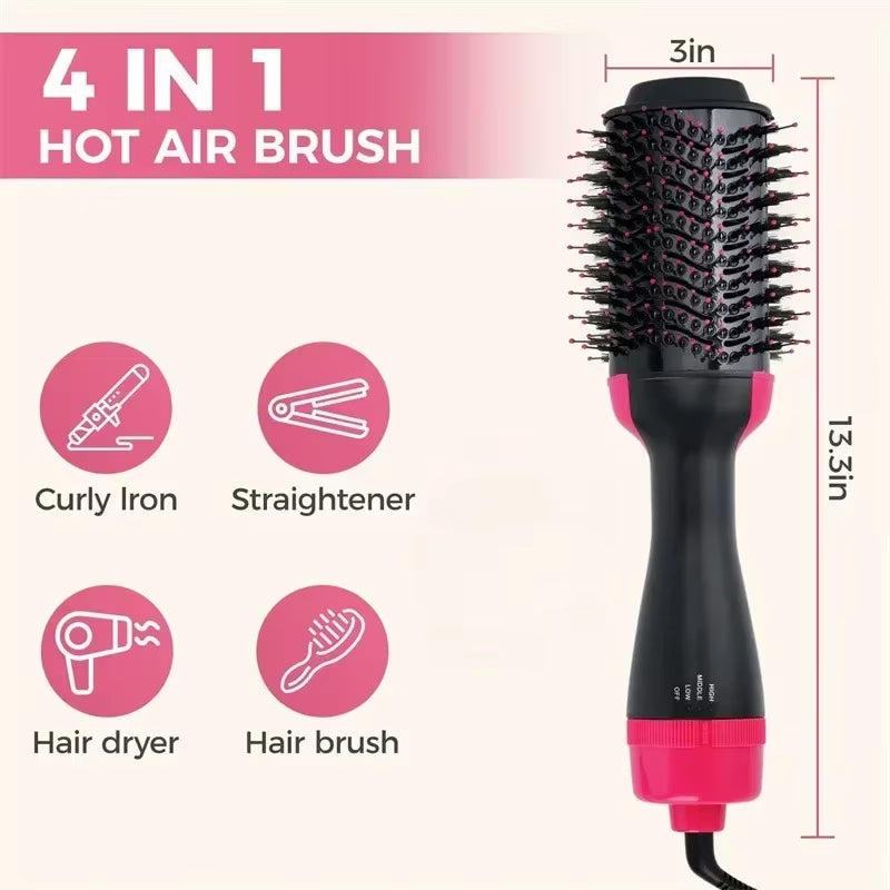 Hot Air Brush Multifunctional Hair Dryer Hair Straightener Curler Comb Replaceable Hair Salon Styler Curler Brush