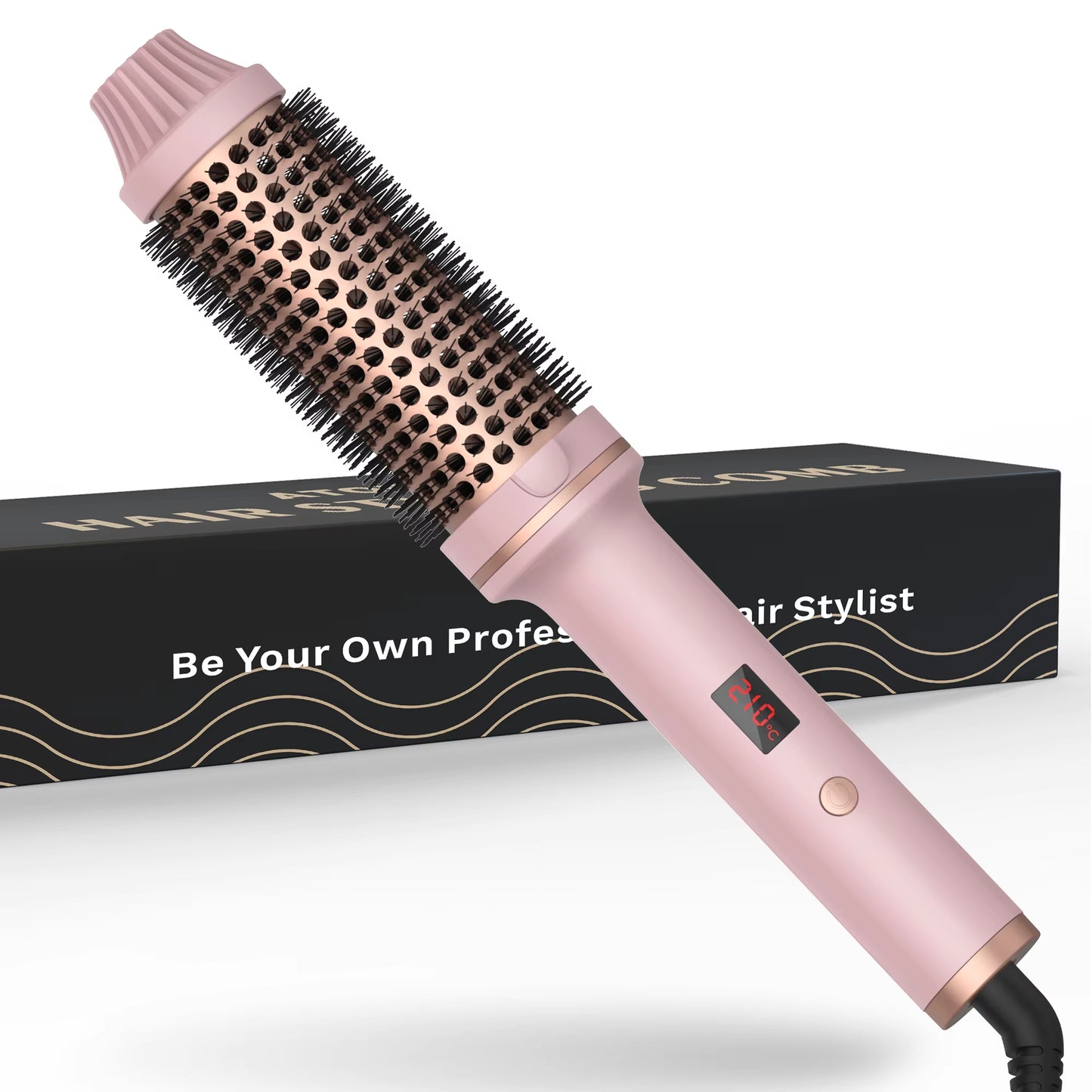 1.5 Inch Heated Curling Brush Ceramic Curling Iron Volumizing Hot Brush Create Root Volume & Loose Curls, Electric round Brush